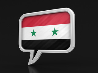 Speech bubble with Syrian flag. Image with clipping path