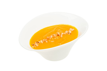 Pumpkin soup isolated on white