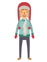 young man with winter clothes and hat