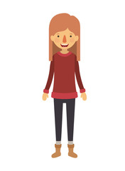 young woman with winter clothes