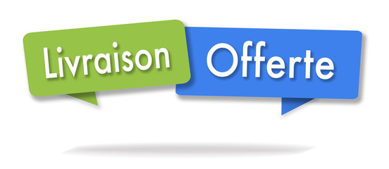 Free delivery illustration in two colored bubbles