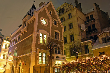 Riga, Latvia historical apartment buildings from the beginning of 20th century