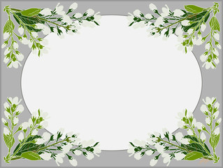 frame from white spring blossoming branches