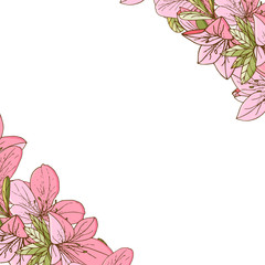 Naklejka premium Azalea frame in hand drawn style.