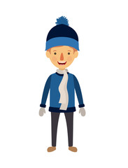 little boy with winter clothes character