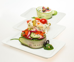 Funny meal for children dishes. Fresh salads for Kids set