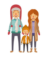 parents and son with winter clothes