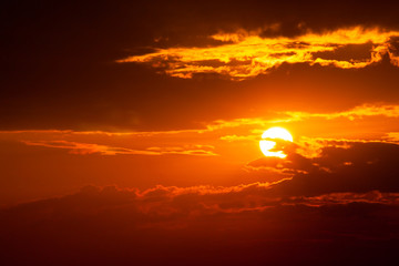 Fototapeta premium sun ray is go down and amazing dramatic orange cloud, twilight sky