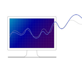 growing graph of wave on monitor