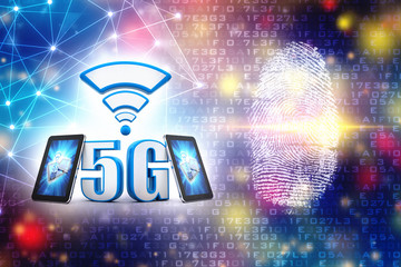 3d rendering, 5G Network, 5G Connection Concept