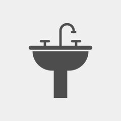 Washbasin flat vector icon