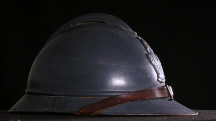 ww1 french helmet on the black background