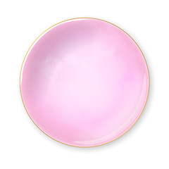 pink marble plate isolate on white