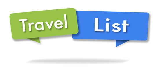 Travel list illustration in two colored bubbles