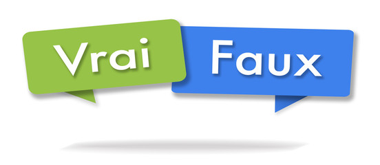 True and false illustration in two colored bubbles