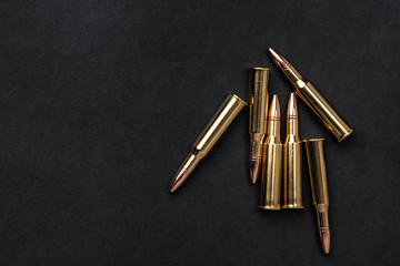 Cartridges on a black background
