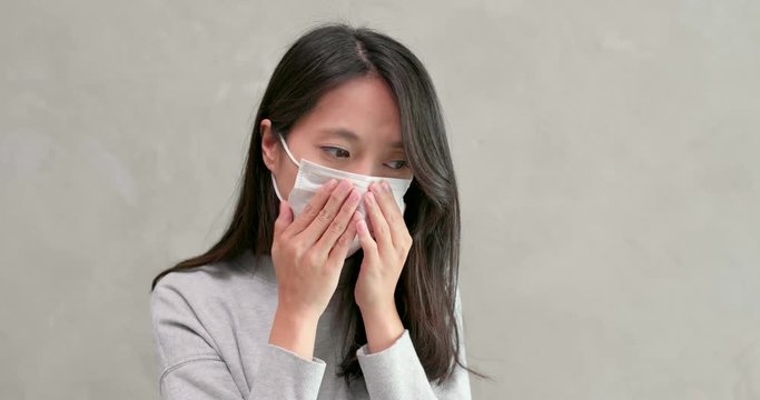 Woman wearing face mask fro protection