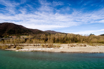 Magra River, near Aulla in Lunigiana, north Tuscany, Italy.