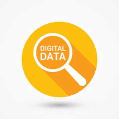 Data Concept: Magnifying Optical Glass With Words Digital Data