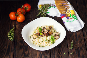 Mushroom risotto. Italian cuisine.