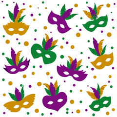 carnival mask with feathers pattern background