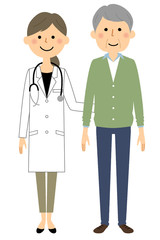 白衣の女性　患者