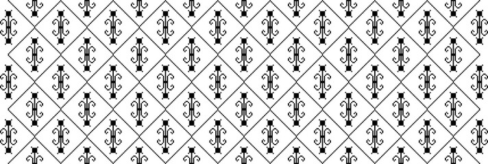 Traditional Romanian folk art knitted embroidery pattern