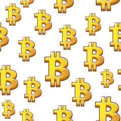 Golds symbol Bitcoin seamless Pattern. Cryptocurrency electronic