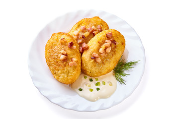 Potato dumplings - a traditional regional dish. Polish, Latvian and Lithuanian cuisine.
