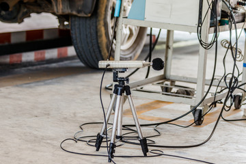 measuring the composition and substances in the exhaust fumes in a garage