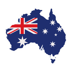 australia map with flag - obrazy, fototapety, plakaty