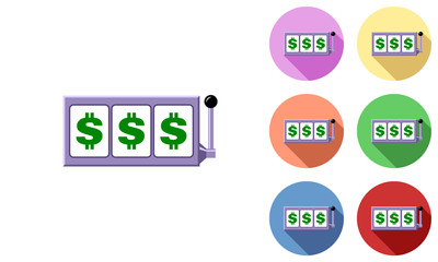 Dollar slot reels icon set