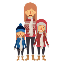 Fototapeta premium mother and children with winter clothes