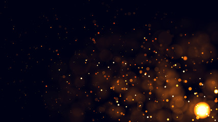 Gold abstract bokeh background. real backlit dust particles with real lens flare. - obrazy, fototapety, plakaty