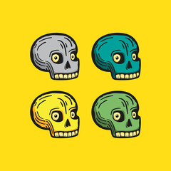 Colored skulls in a modern style