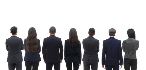 Fototapeta premium Back view group of business people. Rear view. Isolated over white background.