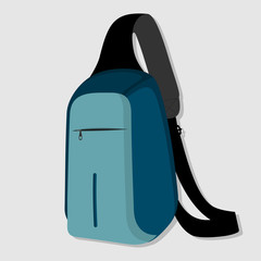 Blue Backpack isolated on grey background. Flat style trendy modern vector illustration