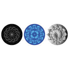 Geometric pattern symbols fractale pentagram astrology stamp label symbol amulet runes