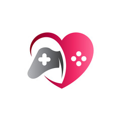 Love Game Logo, Combination Heart With Joy Stick Logo, Logo Template Ready For Use