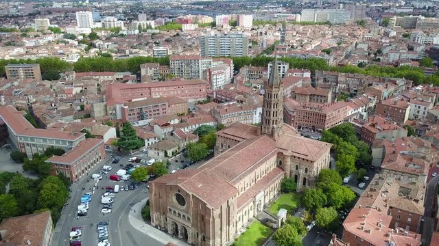 Basilique Saint-Sernin Toulouse France drone