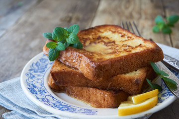 French toast with butter on a plate