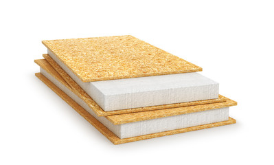 Structural insulated panel. 3d illustration