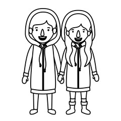 couple with winter clothes characters