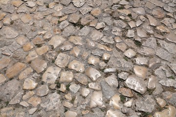 Limestone cobbled street in Matera, Italy