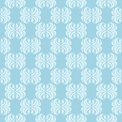 White floral seamless pattern on blue background