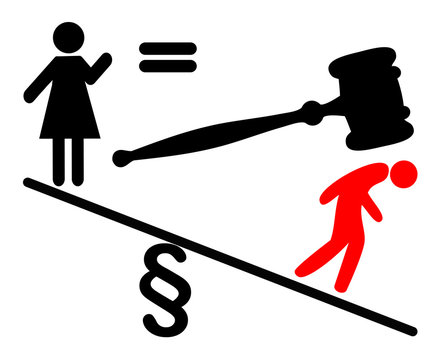 Women fight for legal equality. Concept sign for gender inequality lawsuits