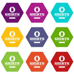 Shirt icons set 9 vector