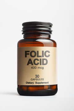 Bottle With Folic Acid Supplement