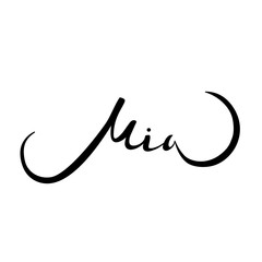 Personal name Mia. Vector handwritten calligraphy set.