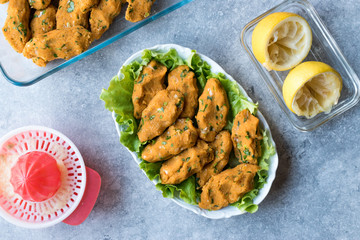 Turkish Food Mercimek Koftesi made Bulgur and Lentil Paste